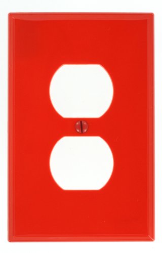 Leviton Midway 1-Gang Duplex Wallplate - Red, Thermoplastic Nylon