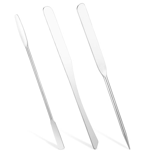 Thrymme 3Pcs Metal Cosmetic Spatula Set for Foundation & Face Cream Mixing