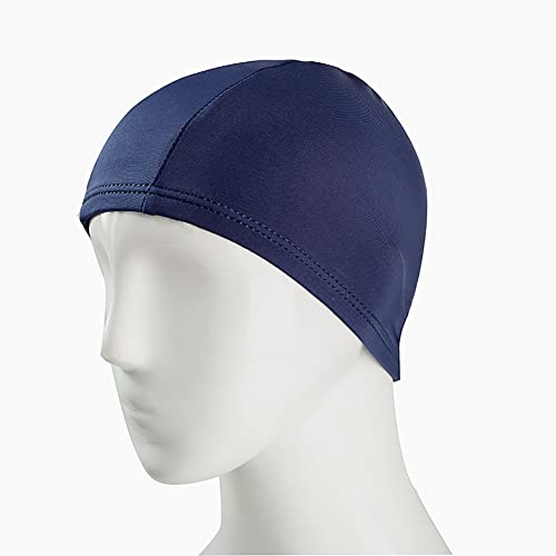 2 Pcs Unisex Polyester Swim Caps Long Hair Swimming Caps Fabric Bathing Caps Comfortable Swim Hats for Men Women Black and Blue
