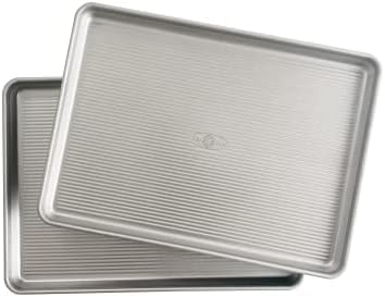 USA Pan Bakeware Half Sheet Pan Set - Durable Aluminized Steel Baking Sheets (2 Pack)