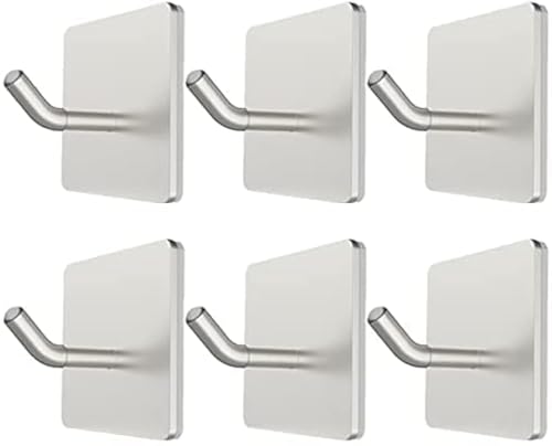 VIVII 6-Pack Stainless Steel Adhesive Hooks, Heavy Duty Wall Hangers