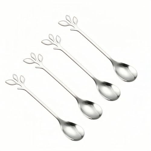 Elegant Silver Mini Coffee Spoons - 4.7" Stainless Steel Set of 4