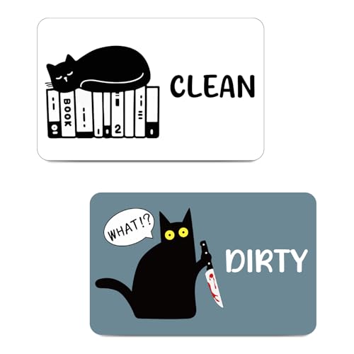 Funny Cat Dishwasher Magnet - Clean Dirty Indicator, Durable Kitchen Decor