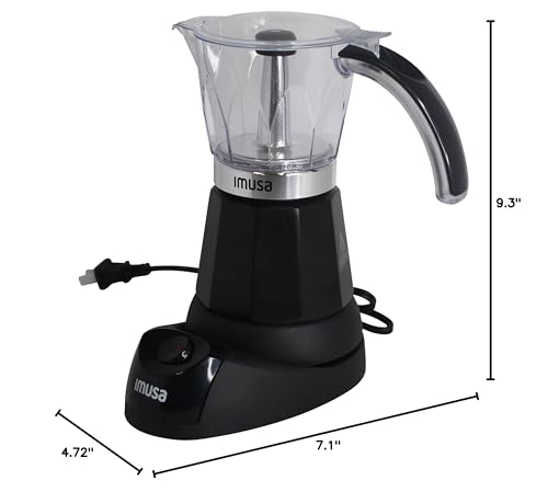 IMUSA 6 or 3 Cup Electric Espresso Maker Black Coffee Machine for Cuban Coffee, Moka and Espresso Drinks