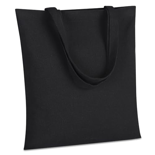 Black Canvas Tote Bags - 2 Pcs, 15x16 Inch Eco-Friendly Reusable