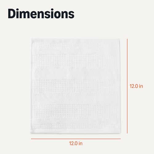 Amazon Basics Organic Cotton Waffle Dish Cloths, 12" x 12", 6-Pack, White