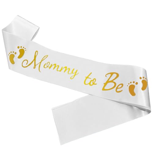 Elegant White Satin 'Mommy to Be' Sash for Baby Showers