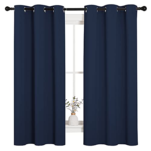 NICETOWN Navy Blackout Curtains - 42"W x 63"L Energy Efficient Drapes (2 Pack)
