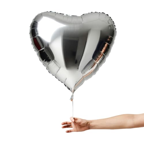 12 Pack 18 Inch Silver Heart Balloons for Valentine's Day & Weddings