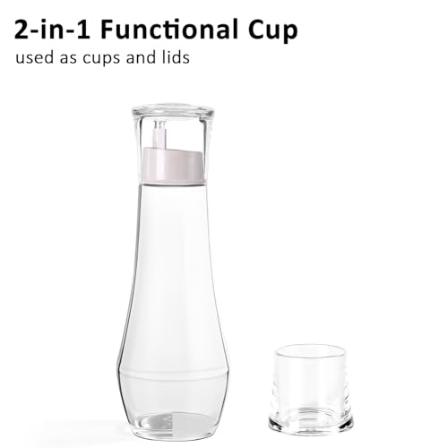 ZOBONETI Glass Mouthwash Dispenser with Cup, 8.8 oz, 1 Pack