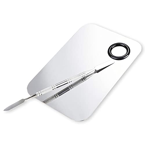 ALIOBC Stainless Steel Makeup Mixing Palette and Spatula Tool for Foundation