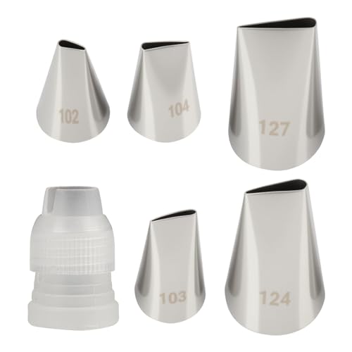 6-Piece Flower Piping Tips Set with Coupler for Cake Decorating