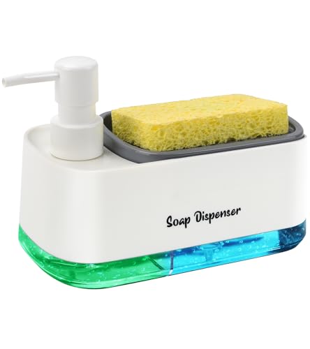 3-in-1 Kitchen Soap Dispenser Set with Sponge Holder - White
