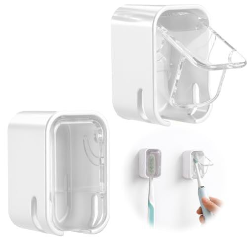 Twisina Wall Mounted Toothbrush Holders - 2 Pack, Durable & Space-Saving
