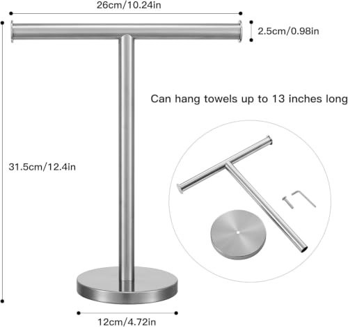 Freestanding Hand Towel Holder Stand, Brushed Nickel - X-silver-1 Pack