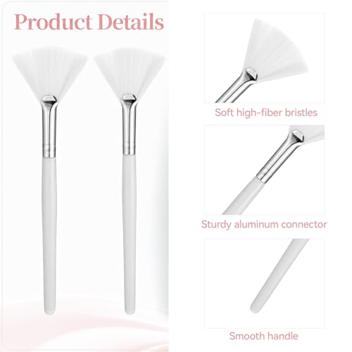 Auteonsa Facial Fan Brushes 2-Pack, Soft Nylon Face Mask Applicator