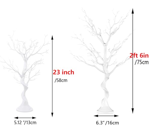 White 2ft 6in Artificial Manzanita Tree Centerpiece for Wedding & Party Decor