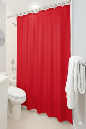 Dependable Industries Essentials Magnetic Shower Curtain Liner - 70x72 Red