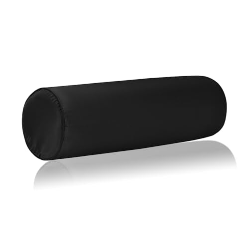 Velvetcossy Satin Cylinder Pillowcase - 16 x 6 Inch Bolster Cover, Black
