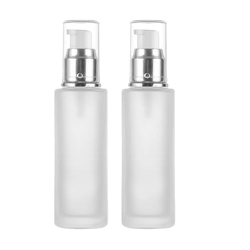 Frosted Glass Lotion Pump Bottles - 2 Pack, 120ml Travel Containers