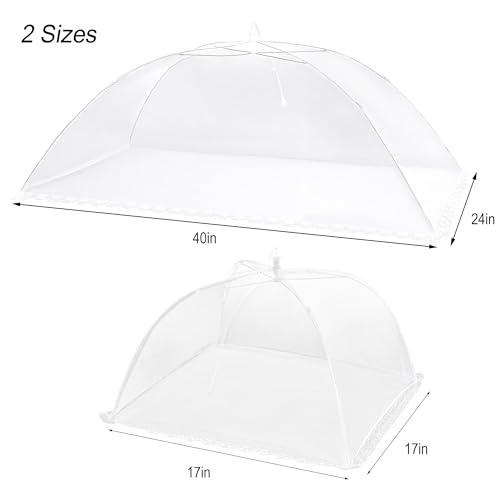 HBlife 7 Pack Mesh Food Covers Set - Jumbo 40x24in & Large 17x17in, White for Outdoor & Indoor Use