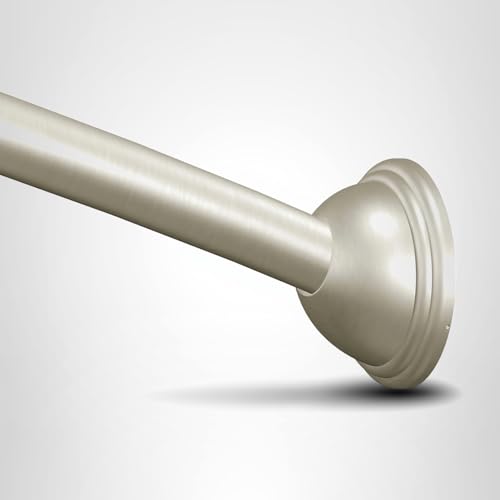 Moen Curved Adjustable Length Fixed Mount Single Shower Curtain Rod for Bathroom, Brushed Nickel Finish, CSR2160BN