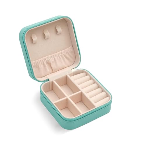 TRODANCE Mini Jewelry Travel Case - Portable Organizer for Rings, Earrings, Necklaces (Blue)