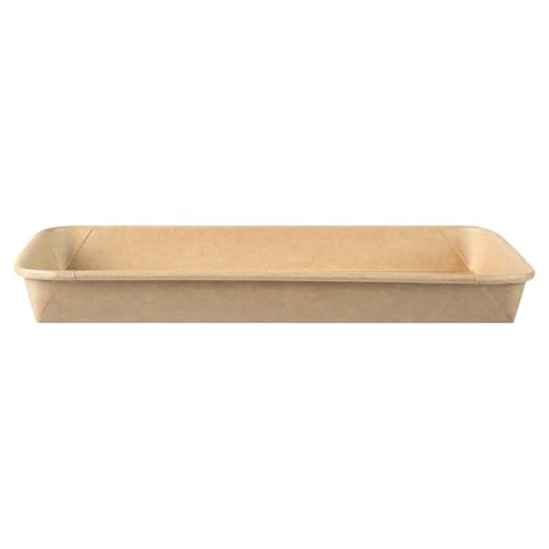 Matsuri Vision 9.5 x 6 x 0.9 Inch Sushi Trays, 100 Greaseproof Sushi Packaging Boxes - Lids Sold Separately, Disposable, Kraft Paper Sushi Containers, For Appetizers Or Desserts - Restaurantware