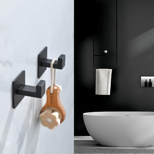 Heavy Duty Right Angle Adhesive Hooks - 2 Pack Matte Black