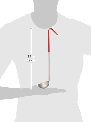 Winco 2-Ounce Stainless Steel Portion Control Ladle - Red Handle