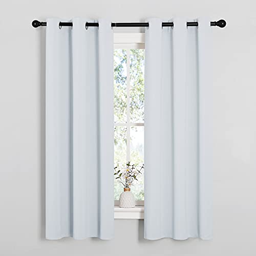 NICETOWN Greyish White Blackout Curtains, 34" W x 63" L, 2 Panels