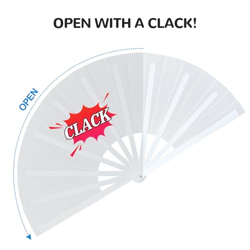 Large Handmade Rave Hand Fan - Foldable, Durable & Clacking