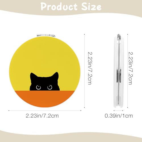 Black Cat Compact Mirror - Dual Sided 1x/2x Magnifying Pocket Mirror