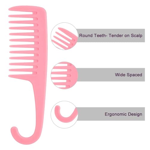 3 Pack Wide Tooth Hair Comb Set for Curly and Wet Hair Detangling