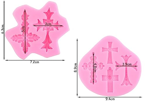 ELINKA Cross Silicone Mold Set - 2 Pack Fondant Cake Topper Tool