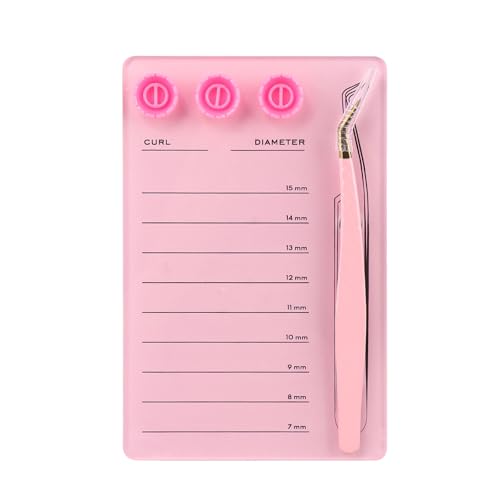 Pink Acrylic Eyelash Extension Pallet Kit with Tweezers