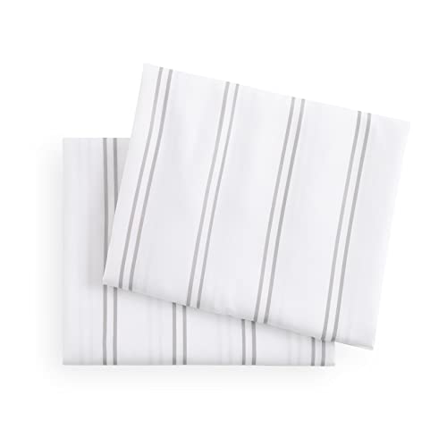 King Size Striped Pillow Cases - Gray White Ticking Stripe Set of 2