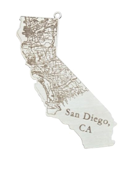 California State Map Christmas Ornament with San Diego Variation