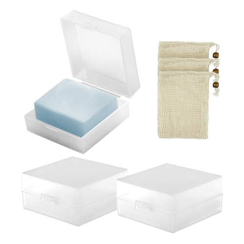 3-Pack Travel Soap Case for Dr. Squatch Soap with Draining Pad & Soap Bag