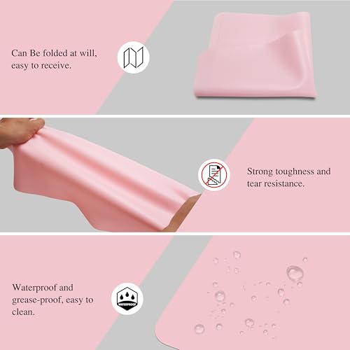 YACEYACE 2Pcs Silicone Placemats - 15.7"x 11.8" Heat-Resistant Pink Mat