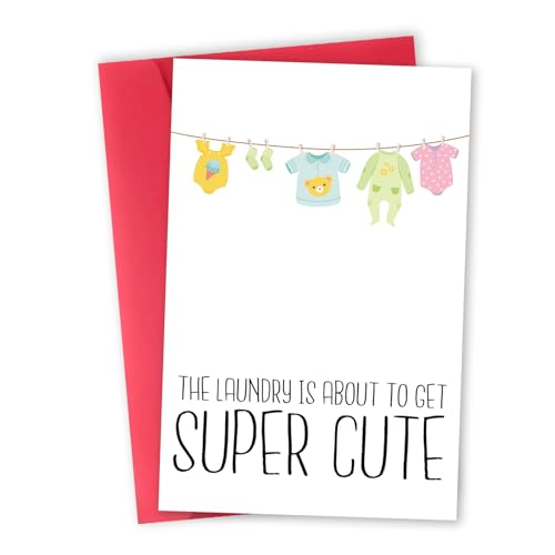 New Baby Card for Parents - Adorable Laundry Design, 8x5.3in