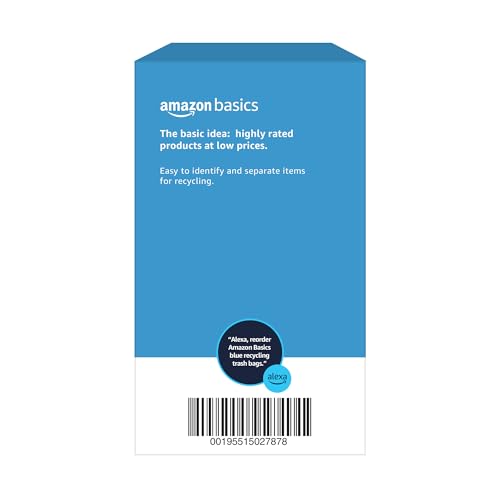 Amazon Basics 13 Gallon Recycling Trash Bags, Blue Drawstring, 60 Count