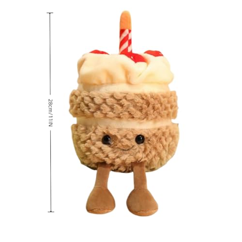 Khaki Birthday Cake Plush Toy - Cute Soft Pillow for Kids