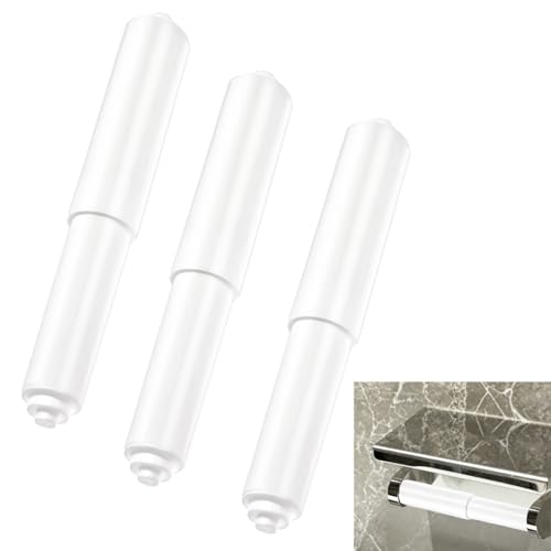 Universal Toilet Paper Holder Replacement Rod - 3 Pack, White Plastic