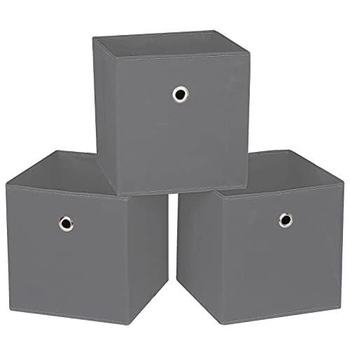 DABEACT Grey Fabric Storage Cubes - 11" Foldable Bins, Set of 3
