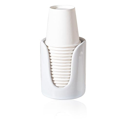 Ceramic Bathroom Cup Dispenser for 3-4 oz Cups - White, 1 Pack
