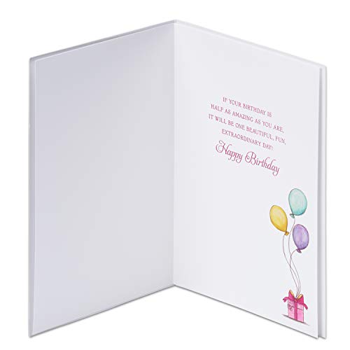 Papyrus Birthday Card for Her - Girl with Balloons by Bella Pilar, 5x7