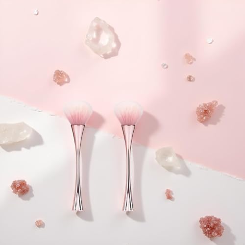 Awexzecor 2Pcs Rose Gold Nail Art Dust Brush Soft Cleaner for Acrylic Nails