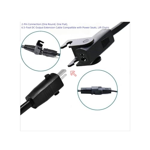 6.5 Ft Power Cord Extension for Recliner Lift Chairs - Replacement Cable