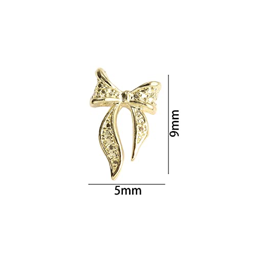 Vctitil 40PCS Gold and Silver Alloy Bow Nail Art Charms